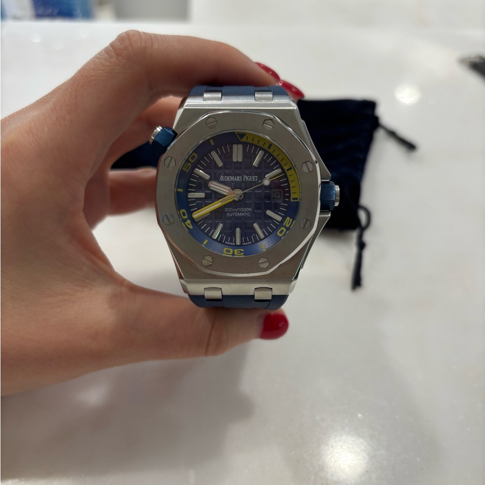 Audemars Piguet Blue and Silver Watch